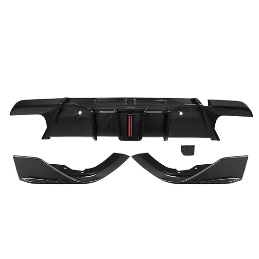 TNF+ SOOQOO Heckdiffusor mit LED Carbon passend für BMW X6 (F96/F96 Facelift)