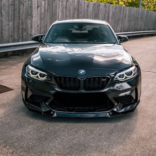TNF Black front spoiler in glossy black suitable for BMW 2 Series (F87 N55)